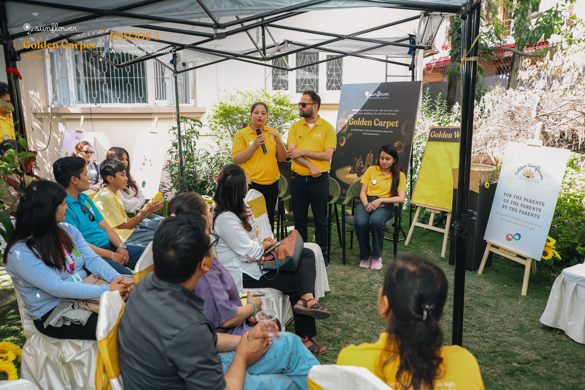 Community autism support session in Nepal bringing together families, therapists, and educators at Sunflower Institute for Autism